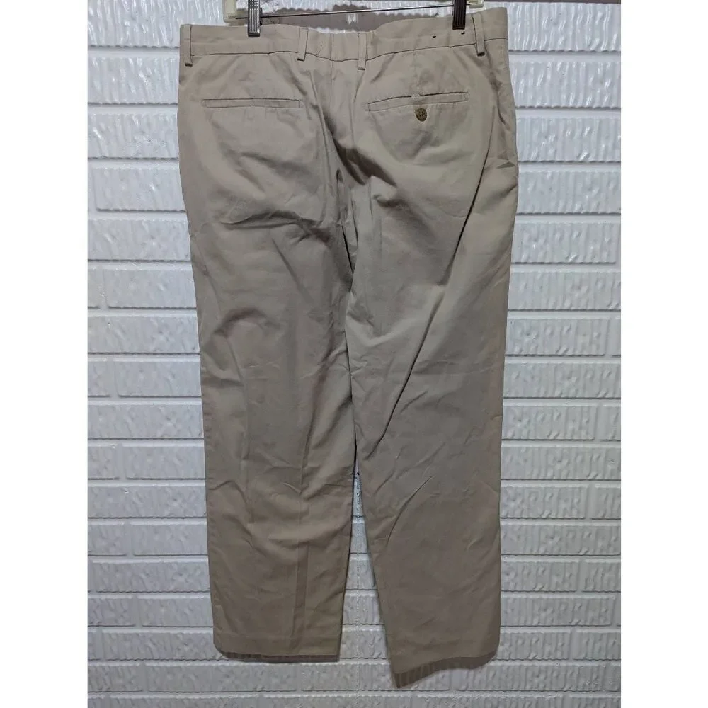 Banana Republic Men's Tan Solid Mid-Rise Cotton Chino Pants Size 36 x 30
